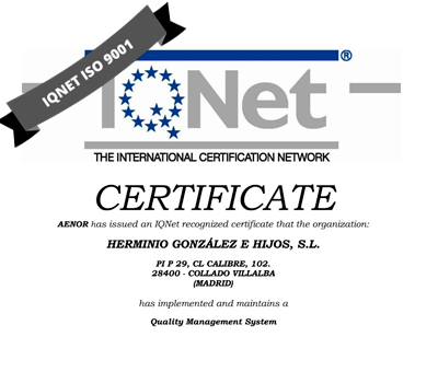 Certificado de Calidad del Sistema de Gestión IQnet